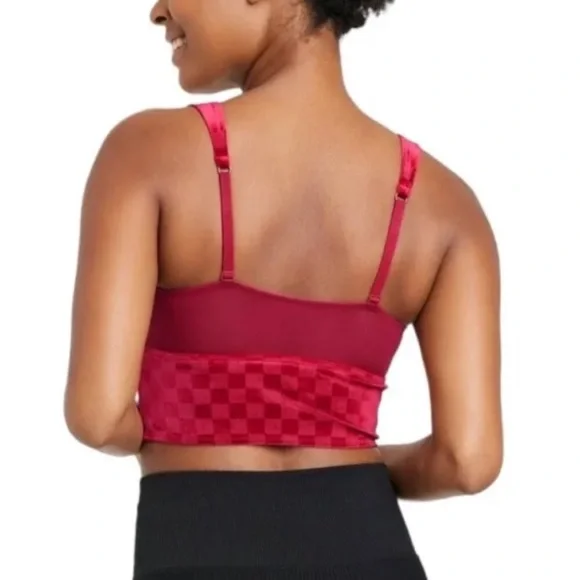 colsie Red Checkered Tank Top size Medium red velvet Brami crop top - Picture 2 of 9